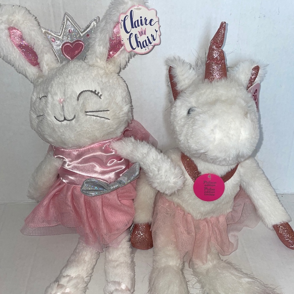 Claires on a chair princess bunny and unicorn
